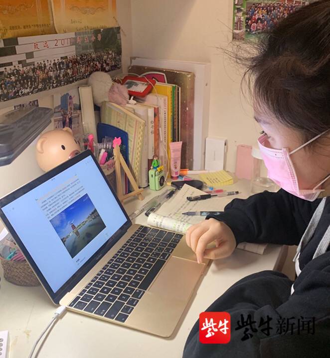 大学生上网课.