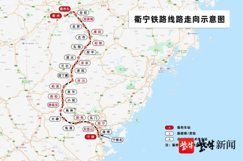 衢宁铁路线路走向示意图