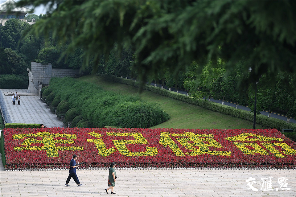 南京雨花台:巨型花卉拼图,庆祝建党99周年