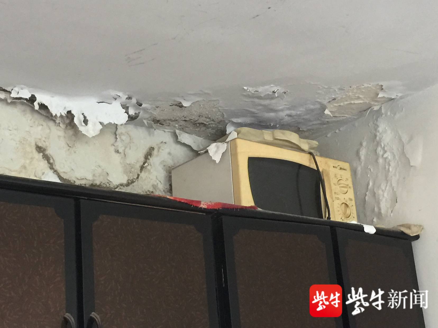 宿迁一小区100多户多年漏水,有人在家中搭起"防雨棚" 紫牛记者在现场