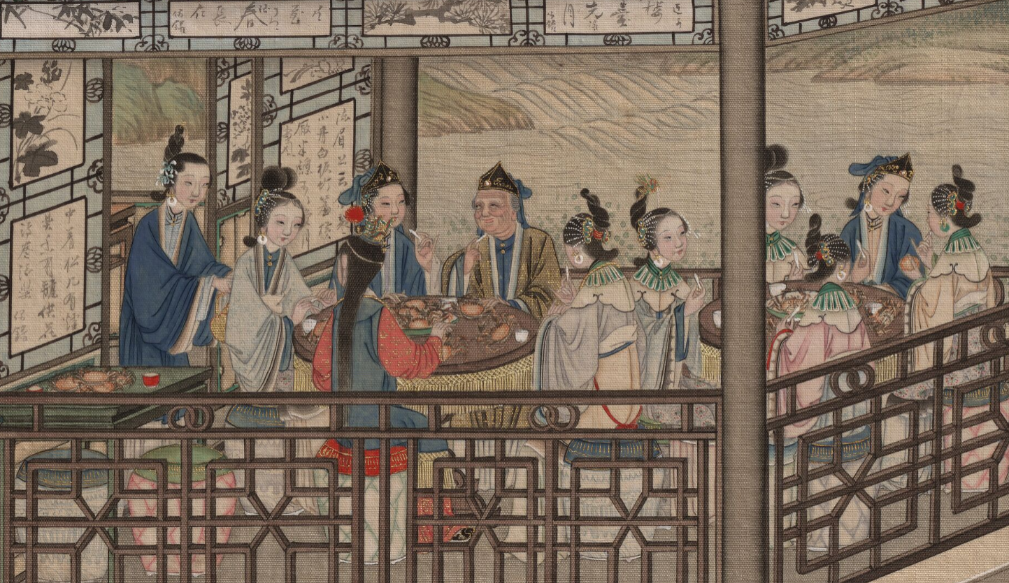 清·孙温 画《红楼梦》中的螃蟹宴