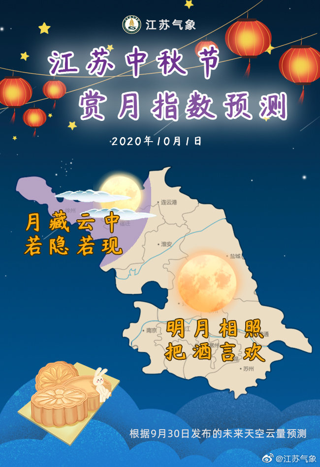 要想假期玩得好天气预报不能少中秋夜江苏多地赏月条件佳