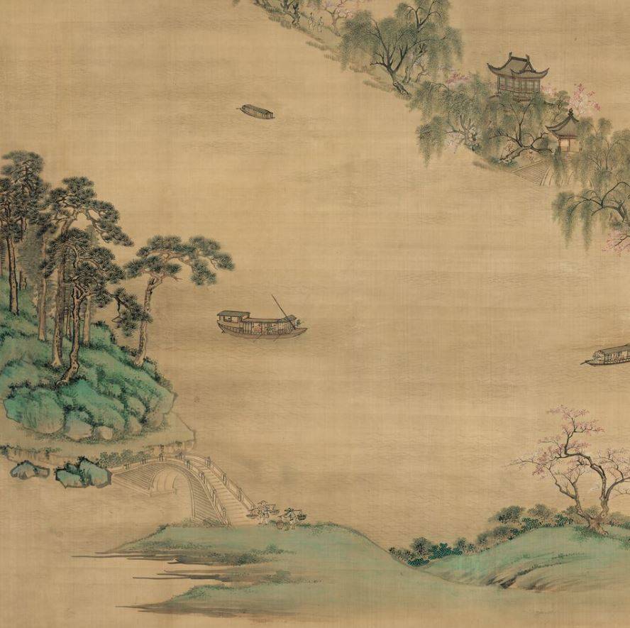 西湖全景图屏(局部)清·周尚文