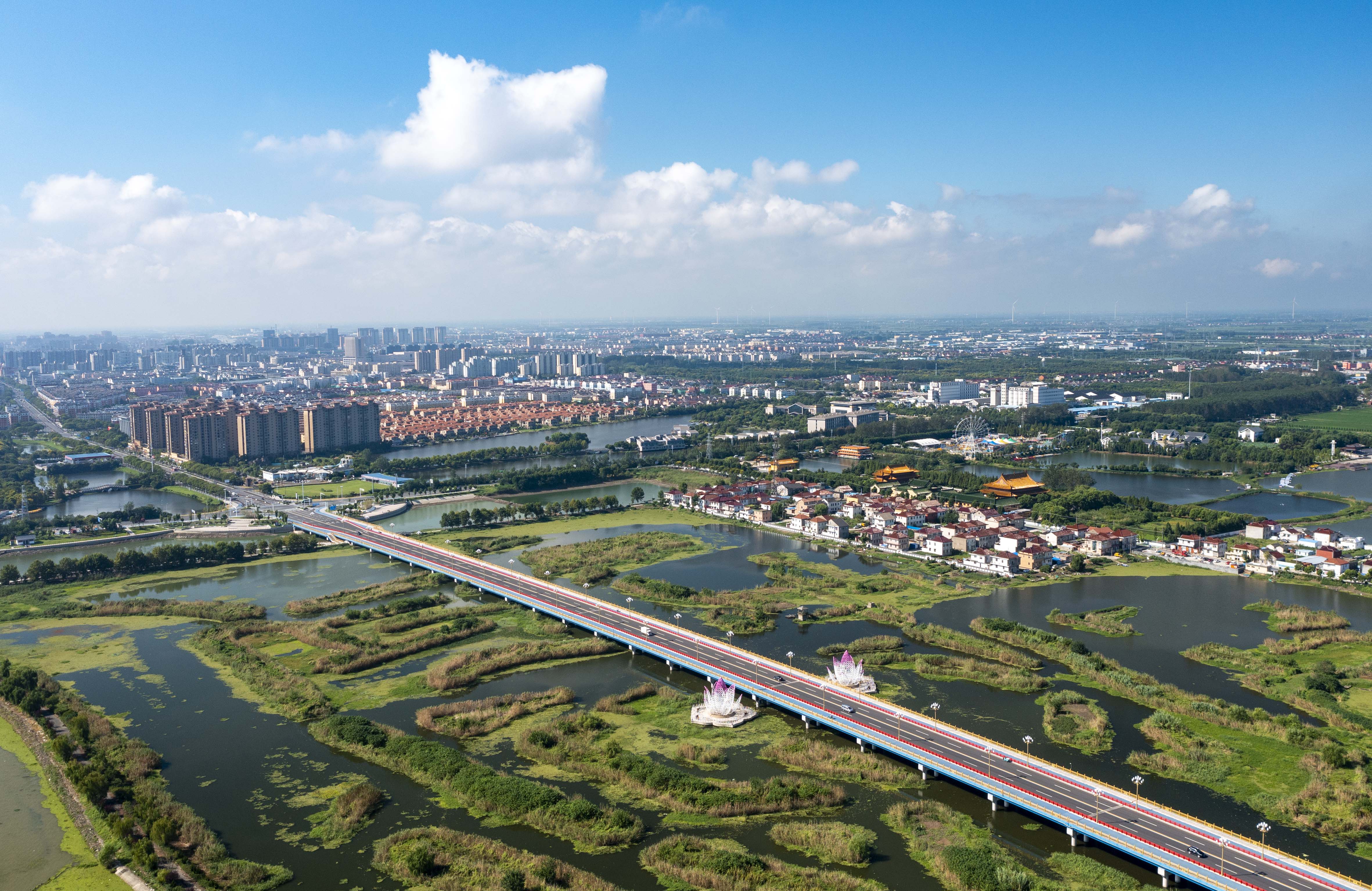 2021年9月3日,在江苏省兴化市拍摄的千垛美路秋景.