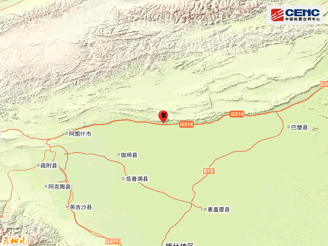 据中国地震台网正式测定,1月19日21时27分在新疆喀什地区伽师县发生6.