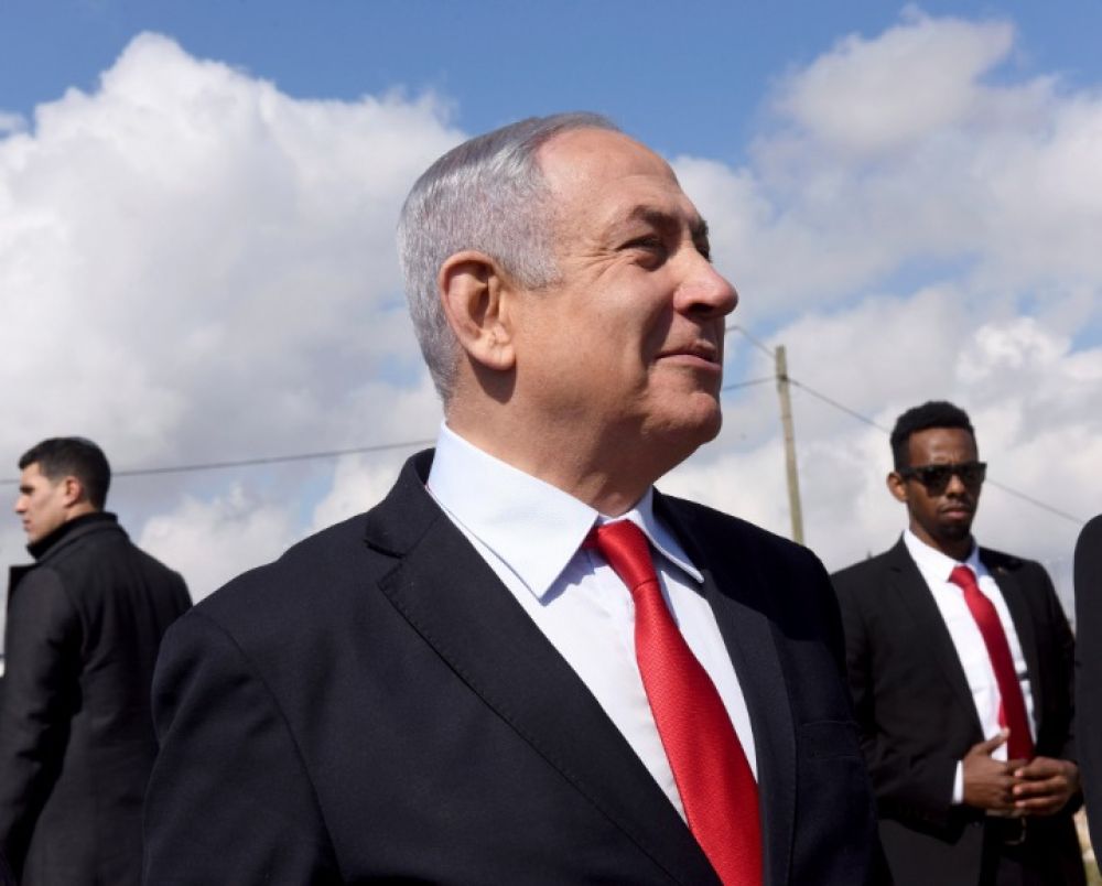 2月20日,以色列总理内塔尼亚胡访问位于东耶路撒冷的霍马山犹太人定居