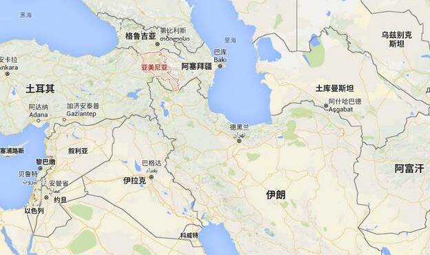 图为亚美尼亚与叙利亚地图.