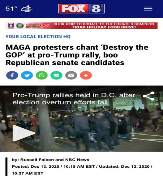 福克斯新闻报道,抗议者威胁摧毁共和党,要求共和党竭尽所能推翻
