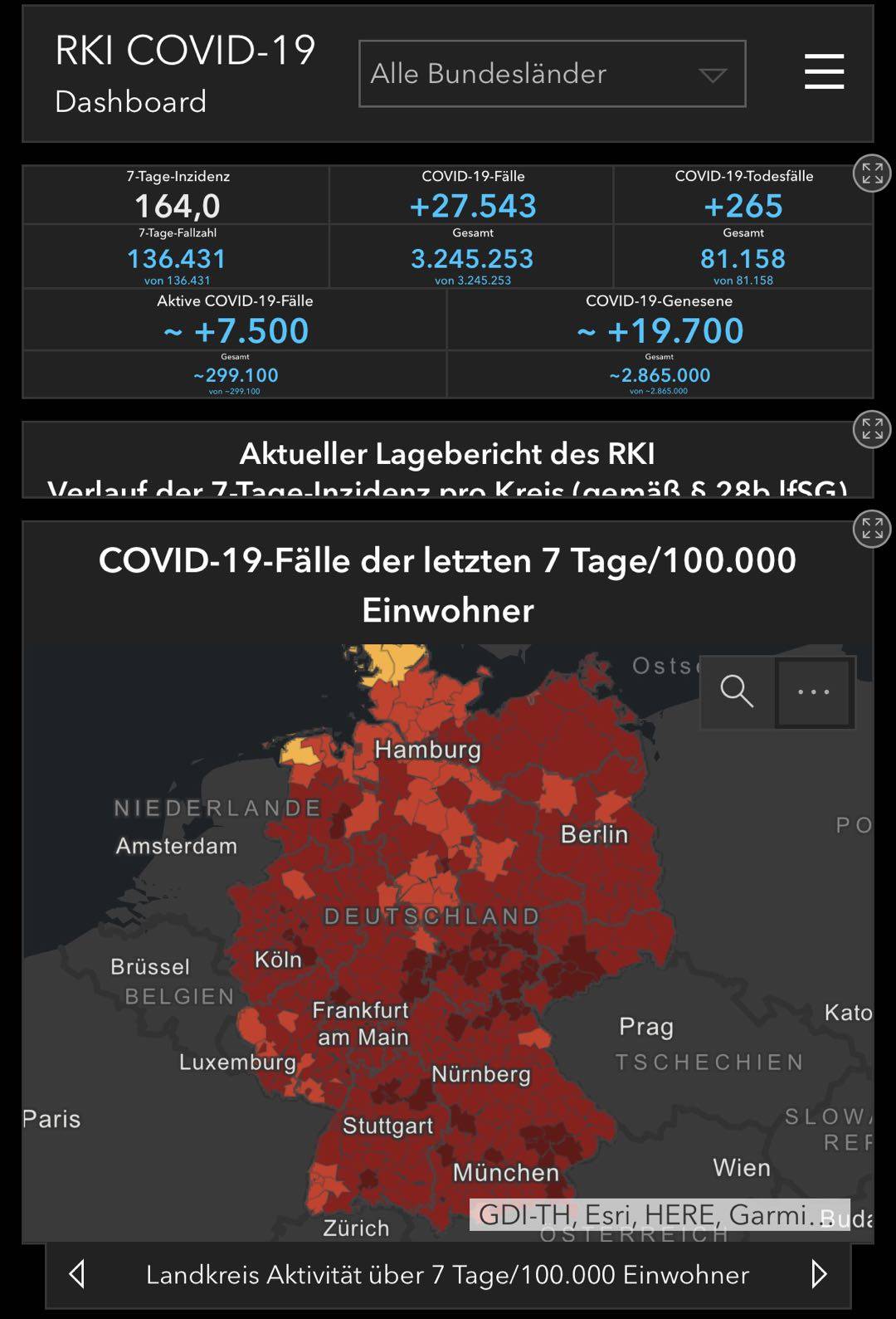 德国新冠肺炎确诊病例累计达3245253例 7天感染率继续回升