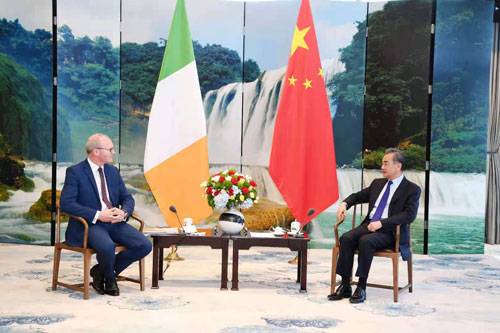 王毅同爱尔兰外交与国防部长科文尼举行会谈
