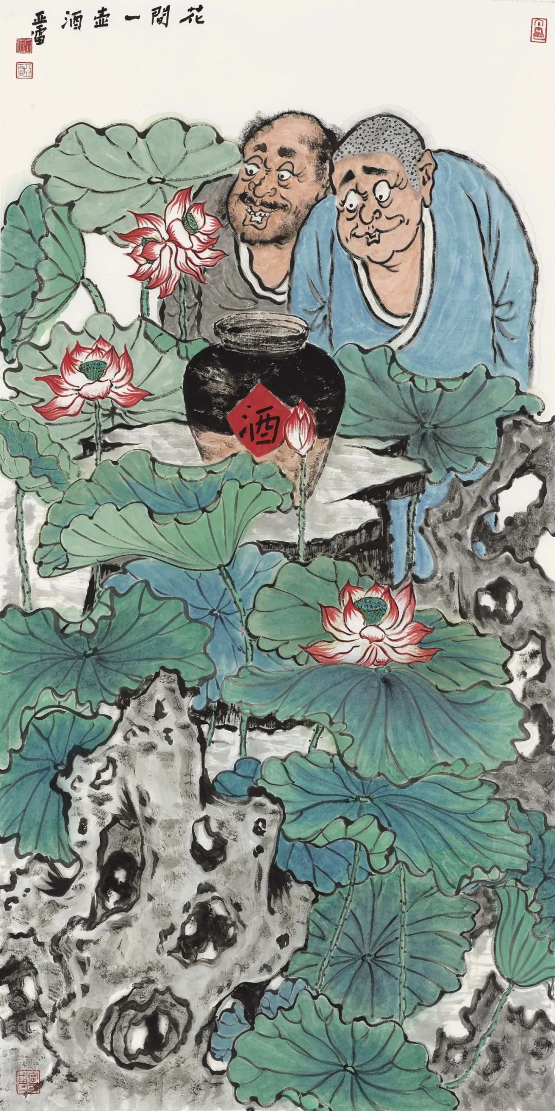 花间一壶酒,138cmx70cm,纸本设色,2020