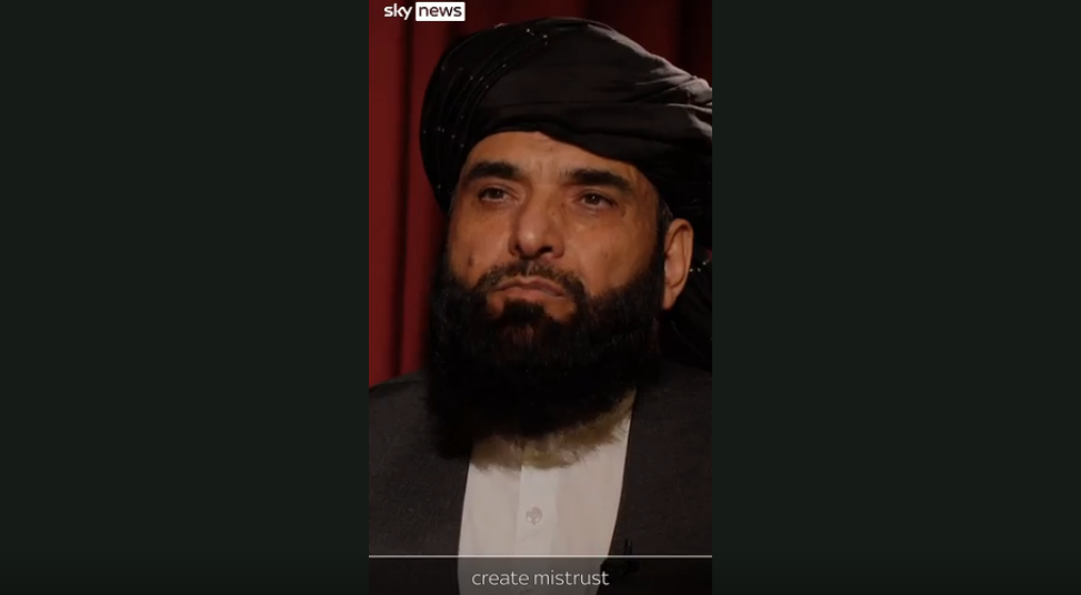 塔利班发言人苏海尔·沙欣接受"天空新闻网"采访