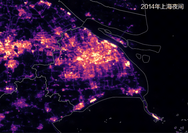 这是2010年和2021年上海日间卫星影像图对比,以及2014年和2021年的