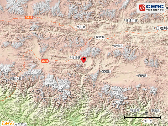 西藏日喀则市定日县发生3.8级地震,震源深度10千米