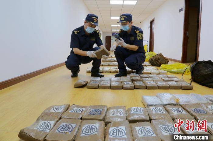 图为大连海关缉私民警清点查获的走私毒品. 林戈 摄
