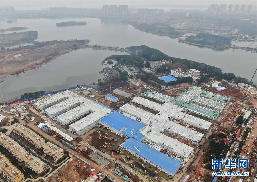 这是2月2日无人机拍摄的武汉火神山医院.新华社记者 程敏 摄