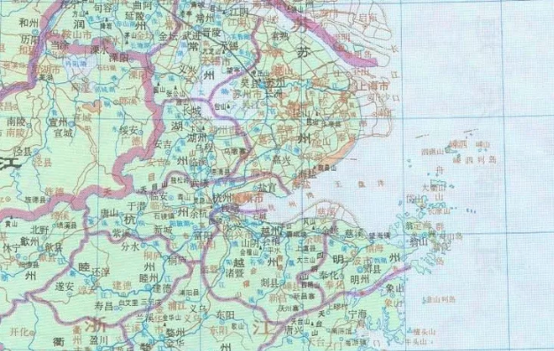 唐代的蘇州,杭州與越州,圖自《中國歷史地圖集》第五冊