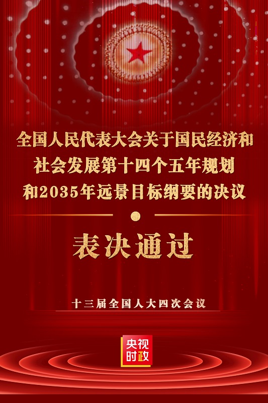 会议表决通过了关于国民经济和社会发展第十四个五年规划和2035年远景