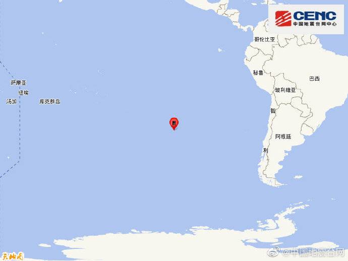 东太平洋海岭南部发生6.6级地震,震源深度10千米