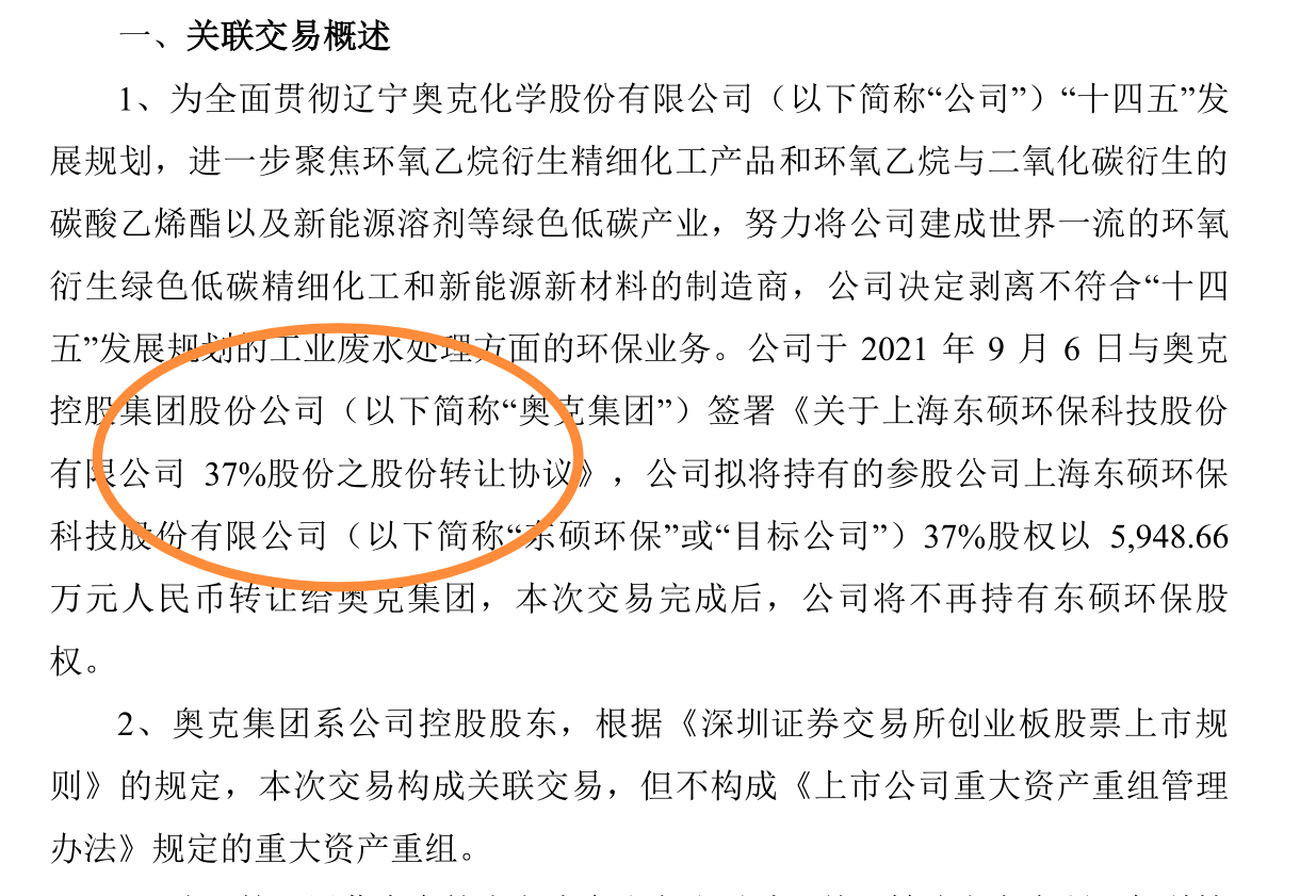 转让东硕环保37%股权 深交所下发关注函